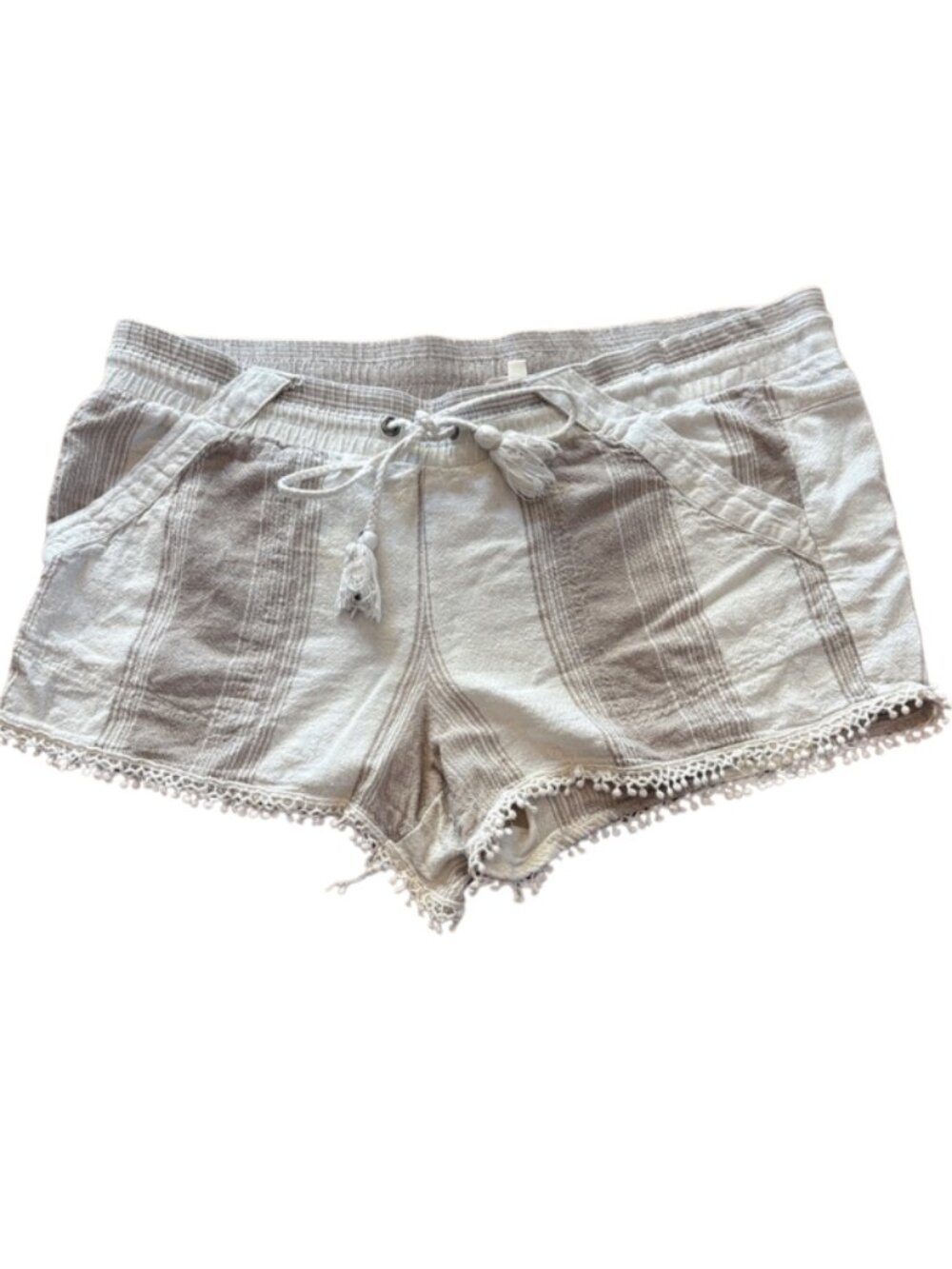 Rewind Boho Beach Shorts Womens Large Crochet Trim Linen Blend Festival
